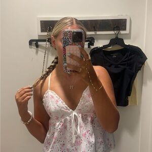 Floral White and Pink tank top